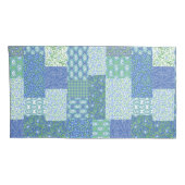 Housse D'oreillers Périwinkle bleu vert Faux Motif de patchwork (Dos-Droit)