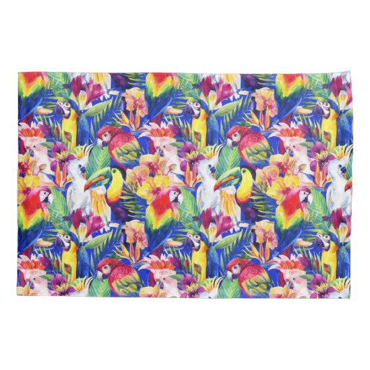 Housse D'oreillers Perroquets d'aquarelle (Dos-gauche)