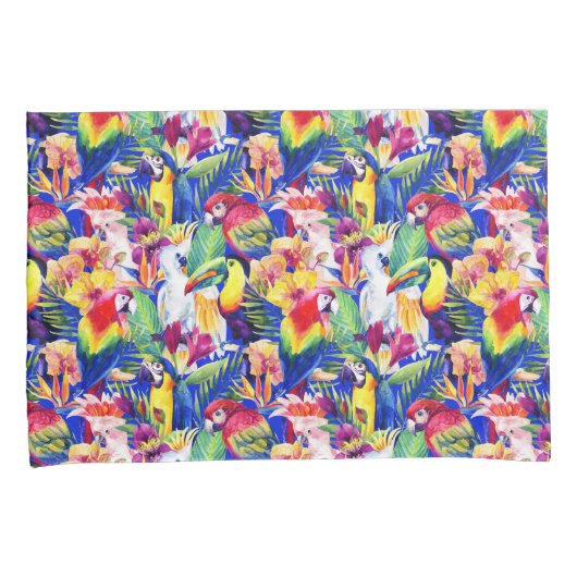 Housse D'oreillers Perroquets d'aquarelle (devant-Droit)