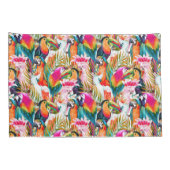 Housse D'oreillers Perroquets et palmettes (Dos-Droit)