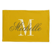 Housse D'oreillers Personalized elegant monogram mustard yellow (Dos)