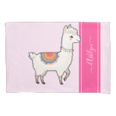 Housse D'oreillers Personalized Girls Hot Pink Cute Rainbow Llama (devant-gauche)