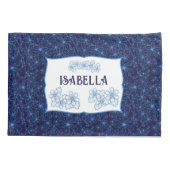 Housse D'oreillers Personalized Navy Blue Floral Aesthetic (Dos-gauche)