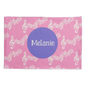 Housse D'oreillers Personnalisé Nom Musical Notes Girly Pink Pillowca (Dos)