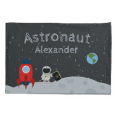 Housse D'oreillers Petit astronaute sur la Lune, espace prénom (Dos)