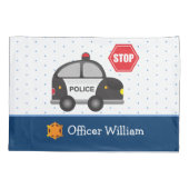 Housse D'oreillers Petit Garçon policier et voiture (Dos)