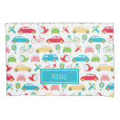 Housse D'oreillers Petit Motif de véhicule avec prénom (devant)