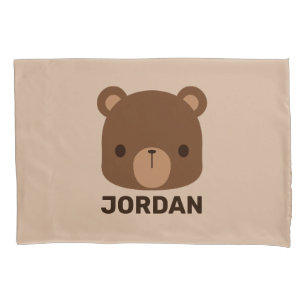 Housse D'oreillers Petit ours Brown mignon avec nom personnalisé
