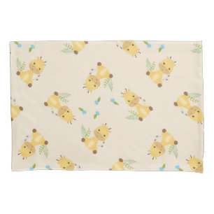 Housse D'oreillers Petite petite girafe florale brun clair