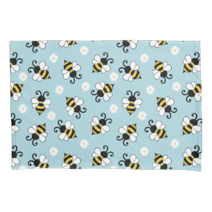 Housse D'oreillers Petites abeilles mignonnes et fleurs marguerites m
