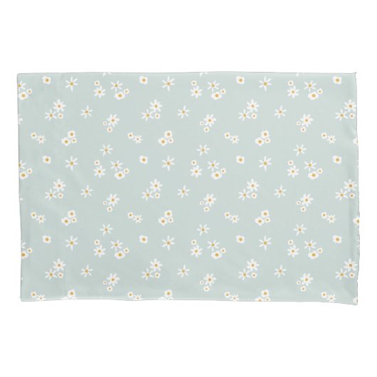 Housse D'oreillers Petites fleurs blanches sur le bleu - motif sans s (devant)