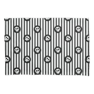 Housse D'oreillers Petits crânes Whimsical Crâne noir et blanc