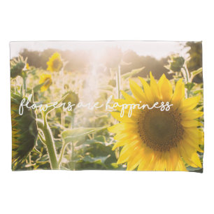 Housse D'oreillers Photo de tournesol réel Champ Fleurs sont bonheur