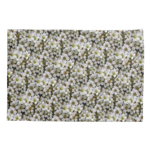 Housse D'oreillers Photo douce botanique de fleurs blanches tout nom (Dos)