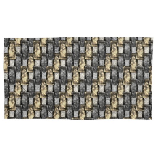 Housse D'oreillers Pièces rectangulaires dorées grises sculptées et t (devant-gauche)