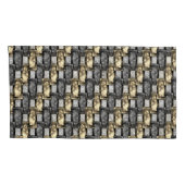 Housse D'oreillers Pièces rectangulaires dorées grises sculptées et t (Dos-Droit)