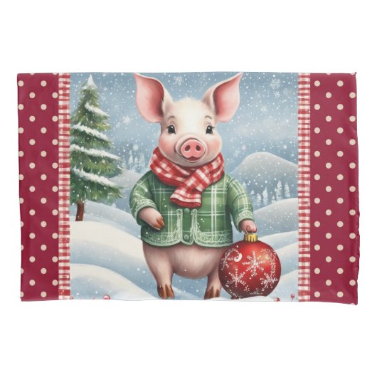 Housse D'oreillers Piglet de Noël (devant)