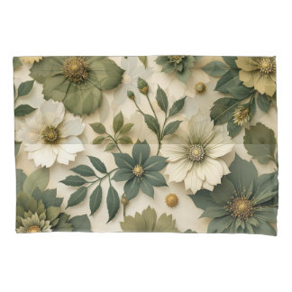 Housse D'oreillers Pillow case green flowers pattern 