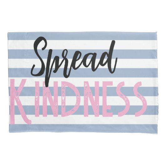 Housse D'oreillers Pillow Case Stripe White and Blue Spread Kindness (devant)