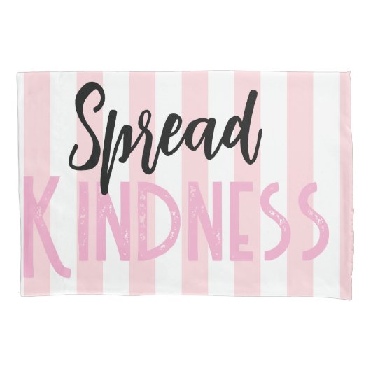 Housse D'oreillers Pillow Case Stripe White and Pink Spread Kindness (devant)