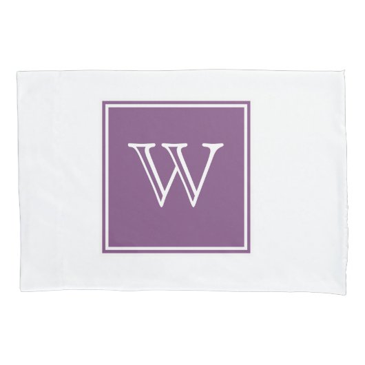 Housse D'oreillers Pillowcase Carré violet Monogramme (devant)