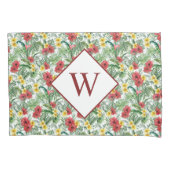 Housse D'oreillers Pillowcase de monogramme floral tropical (devant)