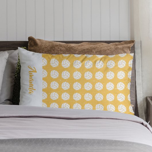 Housse D'oreillers Pillowcase de Motif de volley-ball jaune et blanc