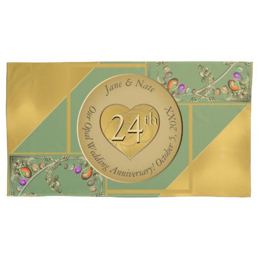 Housse D'oreillers Pillowcase du 24e anniversaire d'Opal (devant-gauche)