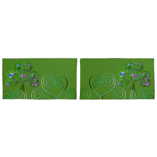 Housse D'oreillers Pillowcase du shamrock St. Patrick (devant-Set)