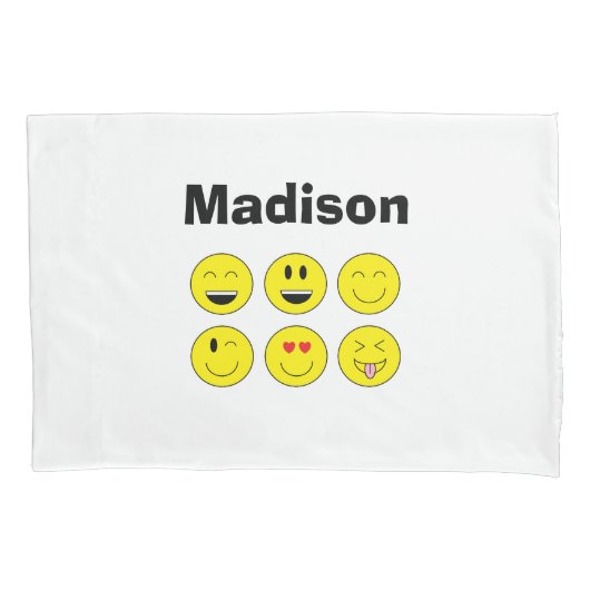 Housse D'oreillers Pillowcase Emojis personnalisé (devant)