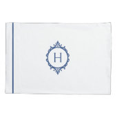 Housse D'oreillers Pillowcase Monogramme bleu et blanc de Chelsea (Dos-gauche)