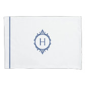 Housse D'oreillers Pillowcase Monogramme bleu et blanc de Chelsea (devant-gauche)