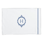 Housse D'oreillers Pillowcase Monogramme bleu et blanc de Chelsea (devant-Droit)