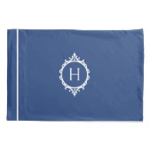 Housse D'oreillers Pillowcase Monogramme bleu et blanc de Chelsea (Dos-gauche)