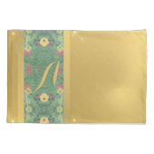 Housse D'oreillers Pillowcase Monogramme en laiton floral (Dos-gauche)