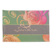 Housse D'oreillers Pillowcase Monogramme Rose romantique (Dos-Droit)
