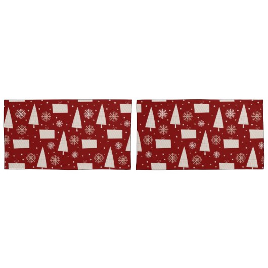 Housse D'oreillers Pillowcase rouge et ivoire (devant-Set)