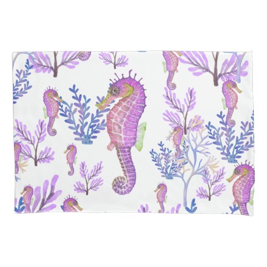 Housse D'oreillers Pillowcase Seahorse Beachal Coastal Rose violet (devant)