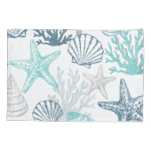 Housse D'oreillers Pillowcase Turquoise Blue Seashells Starfish Coast (Dos)