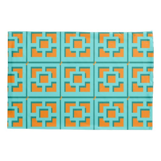 Housse D'oreillers Pillowcase Turquoise et Orange Trellis (Dos)
