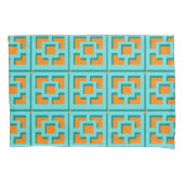 Housse D'oreillers Pillowcase Turquoise et Orange Trellis (devant)