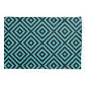 Housse D'oreillers Pillowcase turquoise Motif Diamant Noir (Dos-gauche)