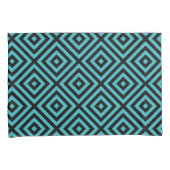 Housse D'oreillers Pillowcase turquoise Motif Diamant Noir (devant-Droit)