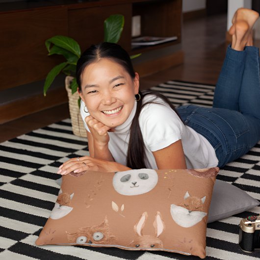 Housse D'oreillers Pillowcase Visages animaux Brown