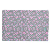 Housse D'oreillers Pillowcases florales géométriques roses et gris (Dos-gauche)