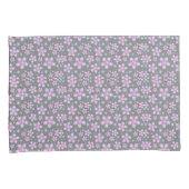 Housse D'oreillers Pillowcases florales géométriques roses et gris (devant-Droit)