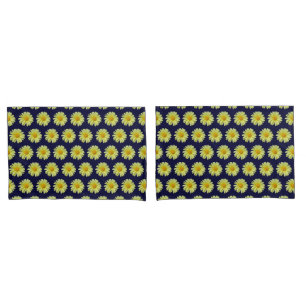 Housse D'oreillers Pillowcases - Jaune Daisée sur le ciel de minuit