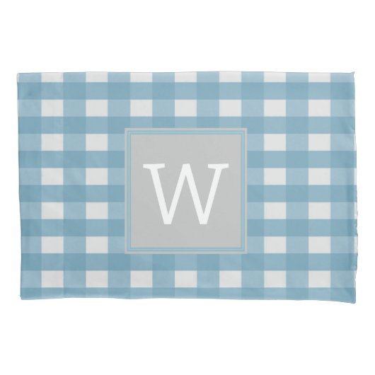 Housse D'oreillers Pilote Monogramme Plaid Buffalo Bleu (devant)