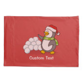 Housse D'oreillers Pingouin de Noël avec boules de neige agitant (Dos)