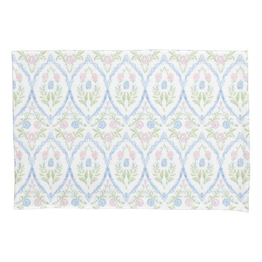 Housse D'oreillers Pink and Blue Grandmillennial Reversible (devant)